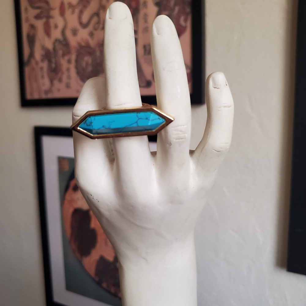 CC Skye Turquoise and Gold Statement Ring